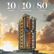 Torre de departamentos al atardecer